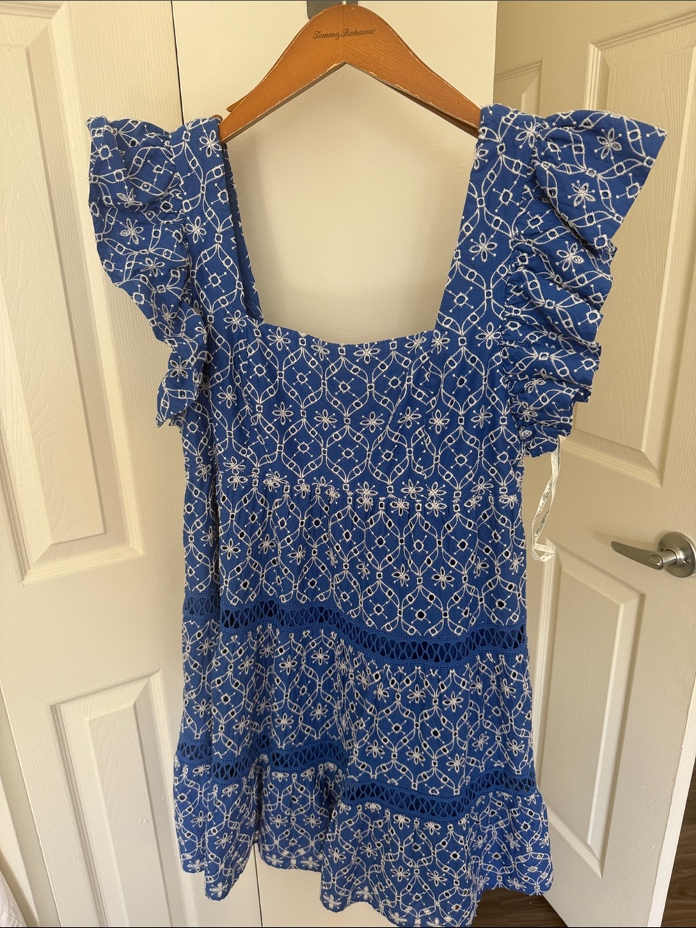 Lilly Pulitzer Royal Blue and White Eyelet Ruffle Mini Dress